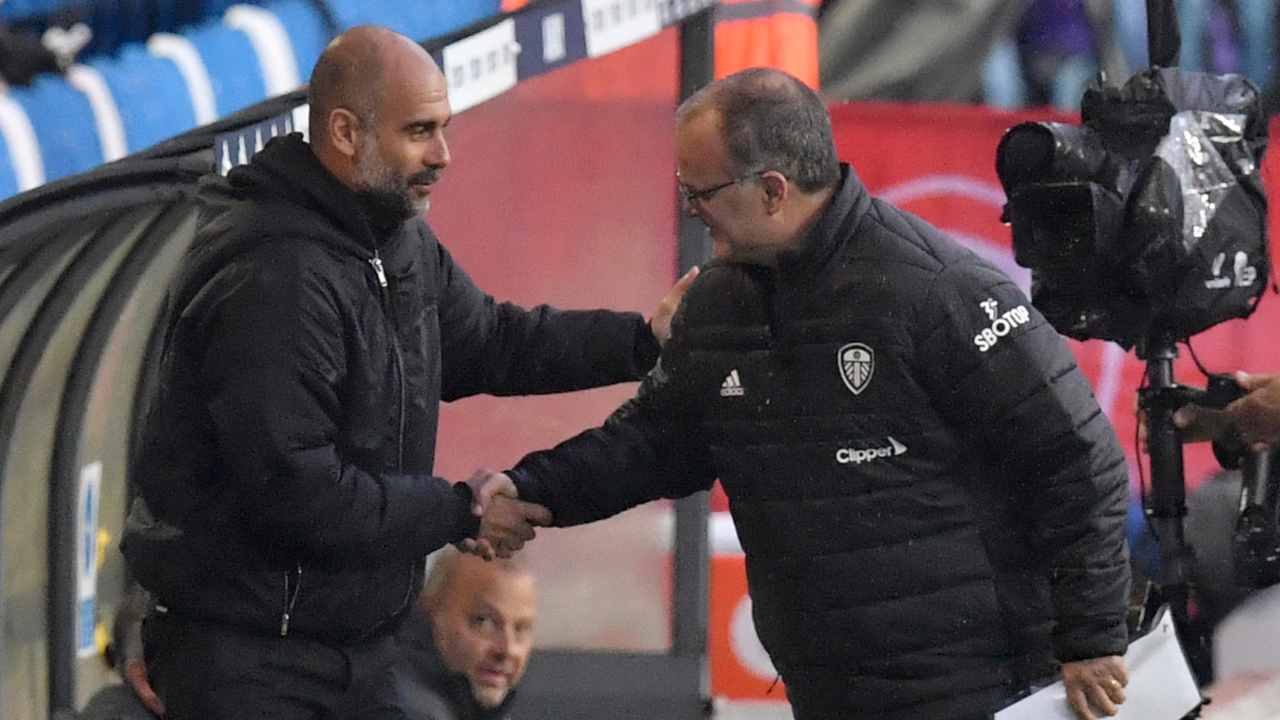 Guardiola e Bielsa - foto LaPresse