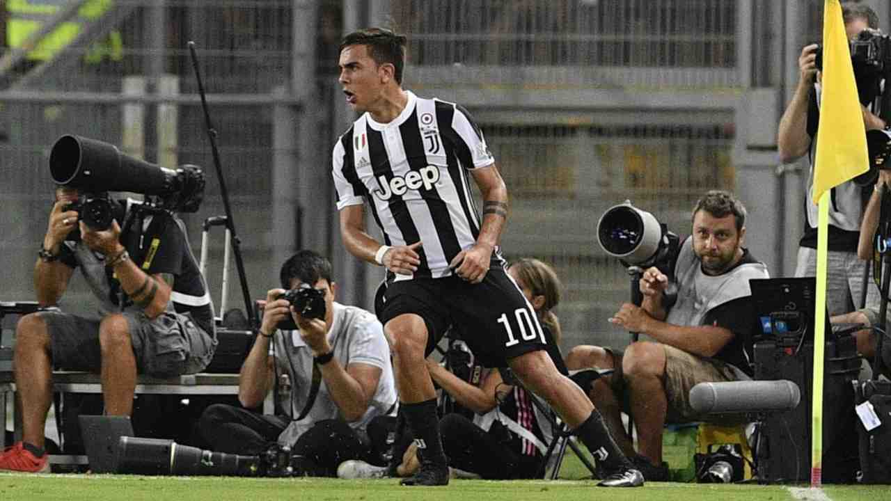 Dybala esulta in Supercoppa - foto LaPresse