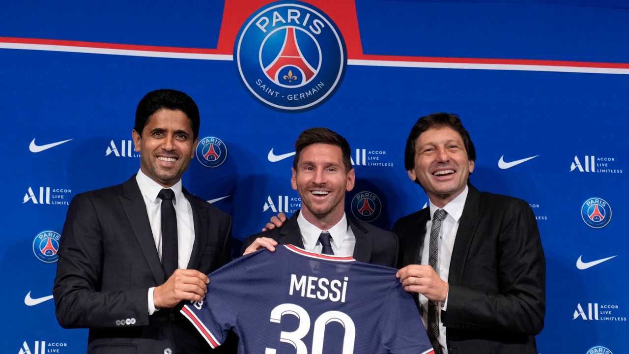 Khelaifi Messi Leonardo PSG