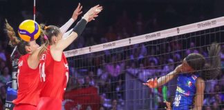 una fase di Italia-Turchia degli europei di pallavolo (Ansa)