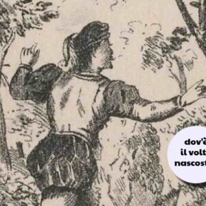 Quiz: un cavaliere con le braccia aperte in un'incisione antica